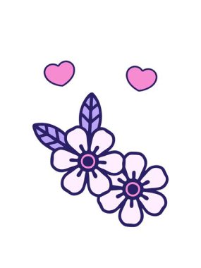 Çiçeğin karikatür tasarım elementinin dönen kalp animasyonu