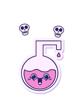 sevimli karikatür bilim deneyinin kafatası animasyonu