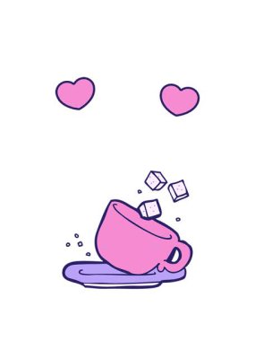 dönen kalpler çizgi film şekerleme ve fincanı animasyonu