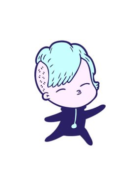 Karikatür şaşı kızın dönen hareket animasyonu