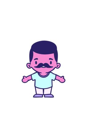 Kolları açık mutlu Hintli adamın hareketli animasyonu.