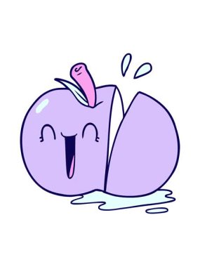 Mutlu çizgi film dilimlenmiş elmanın neon ışığı animasyonu