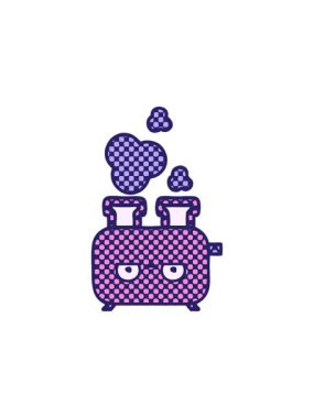 Çizgi roman tarzı bir tost makinesinin radyoaktif parlak animasyonu