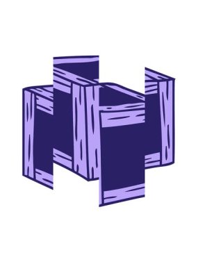 Bir ahşap sandığın el çizimi karikatür karalaması.