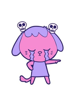 Ağlayan köpek çizgi filminin kafatası animasyonu.