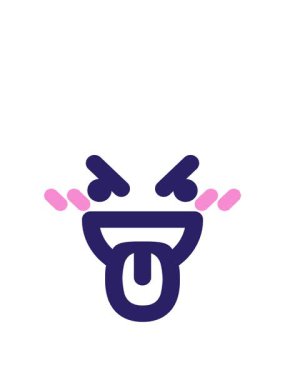 Dilini dışarı çıkaran kötü yüz ikonunun animasyonu.