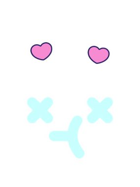 Kararsız şaşı yüz ikonunun dönen kalp animasyonu