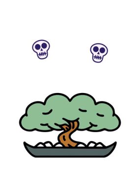 sığlıkta bonsai ağacının kafatası animasyonu