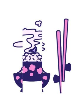 Buğulanmış pirincin desenli kasede bölünmüş hareketi.