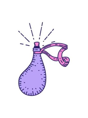 Geleneksel dövme stili eski deri su şişesinin titreşimli animasyonu