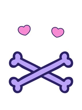 Dönen kalpler çapraz kemiklerin ikonik dövme tarzının animasyonu