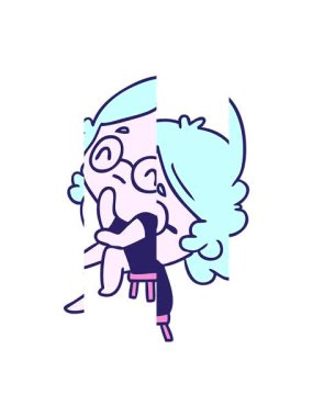 Tatlı bir kawaii bayanın çizgi film çiziminin hareketli animasyonu.