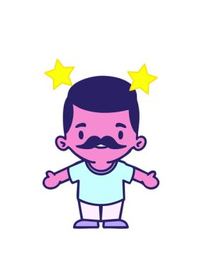 dönen yıldızlar, kolları açık mutlu Hintli adamın animasyonu.