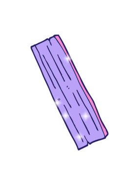 glitter effect animation of cartoon doodle plank of wood