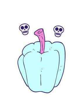 biberin düz renk çiziminin kafatası animasyonu