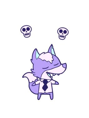 Tilki çizgi filminin kafatası animasyonu.