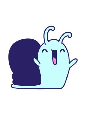 Kawaii çizgi filminin hareketli animasyonu mutlu tatlı salyangoz