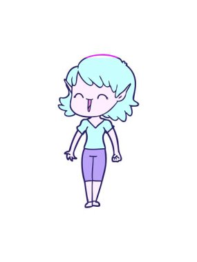 Çizgi film elf kızı imajını canlandırın.