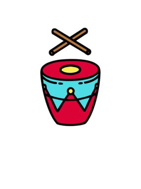 Geleneksel Brezilya davul perküsyon enstrümanının yükseliş ve yüzme animasyonu