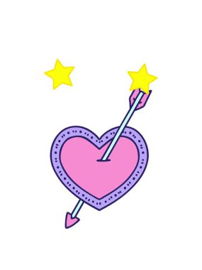 dönen yıldızlar bir ok ve kalbin ikonik dövme görüntüsünün animasyonu