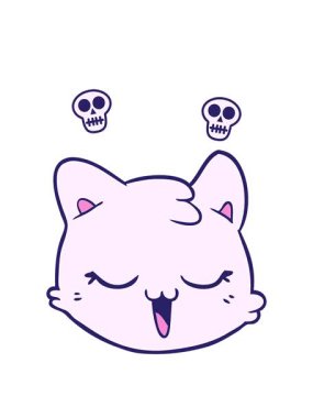 Kedi suratlı çizgi filmin dönen kafatası animasyonu