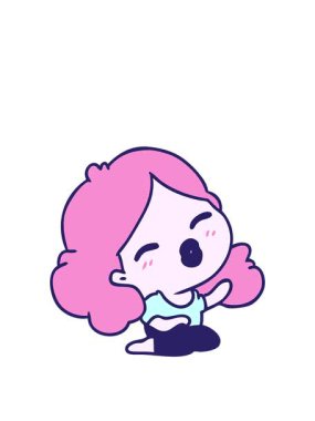 Şirin Kawaii kızı serbest stil çizgi filminin animasyonunu genişletiyorum.