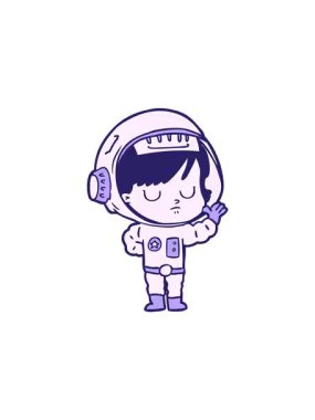 Çizgi film astronot kadın imajının göz alıcı satış animasyonu