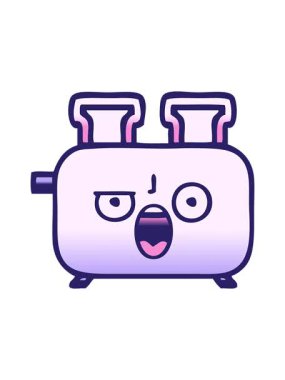 Bir tost makinesinin gradyan gölgelendirilmiş çizgi filminin hareketli animasyonu