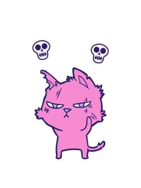 Sert bir çizgi film kedisinin kafatası animasyonu