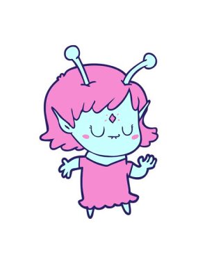 Dans eden uzaylı bir kızın çizgi film animasyonu.