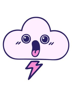 Bir fırtına bulutunun tatlı çizgi filminin titreşimli hareketi