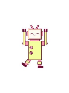 Parlak renkli şirin bir robot karikatürünü bölme efekti