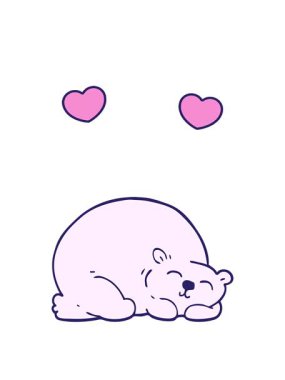 Mutlu bir kutup ayısının uykusunun dönen kalpleri.