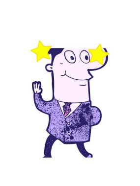 Dönen yıldızlar çizgi film işadamının işe yürüyüşünün animasyonu.