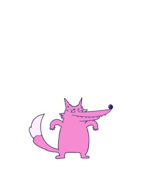 Bir tilki çizgi film karakterinin yükseliş ve yüzme animasyonu