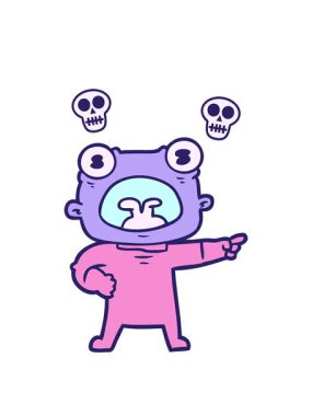 Kafataslarını döndüren çizgi film animasyonları garip uzaylı çığlıkları