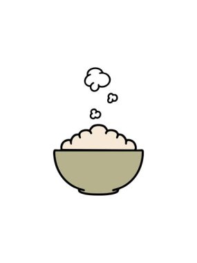 Basit kasede buharda pişen sıcak pirincin radyoaktif ışıldayan animasyonu