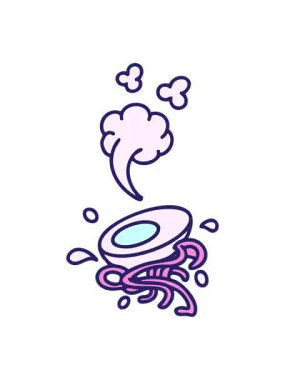 Erişte ve yumurtanın bazı sıcak ramen malzemelerinin animasyonu