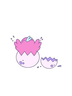 Kırpılan radyal çizgiler yumurtadan çıkan karikatür civcivinin animasyonu