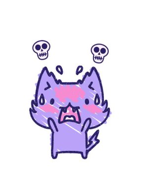 Korkmuş Kedi Tebeşiri Çiziminin dönen kafatası animasyonu