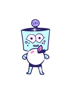 Elmalı mutlu çizgi film robotunun ışıltı etkisi