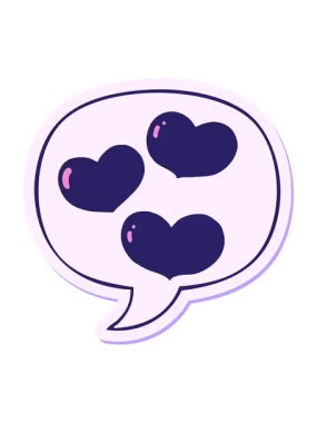 Çizgi film aşk kalplerinin konuşma baloncuğu yapıştırmasıyla canlandırmasını göster