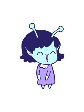 Dikkat çeken çizgi film karakteri uzaylı kızın gülüşü.