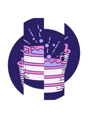 Dövme stili teneke bir banyonun bölünen hareketli canlandırması