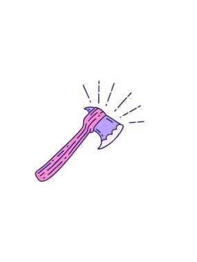 Geleneksel dövme stili baltanın yatay titreşimli animasyonu