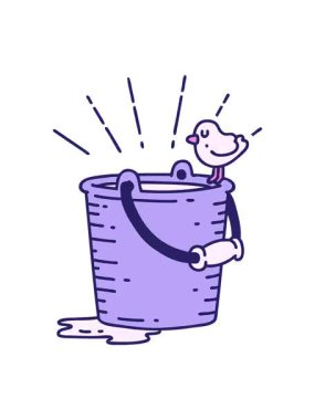 geleneksel dövme stili kuşun canlandırma efekti su kovasına tünedi