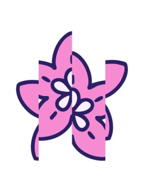 Japon tarzı bir çiçek tasarımının bölünmüş hareketli animasyonu