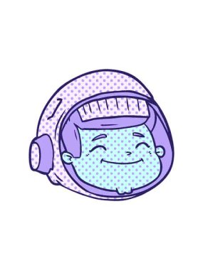 Karikatür astronot yüzünün dikkat çekici animasyonu