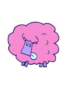 Çizgi film karakteri kara koyunun animasyonunu renklendir