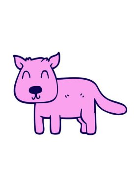 Çizgi film animasyonunun neon ışığı. Sakin köpek.